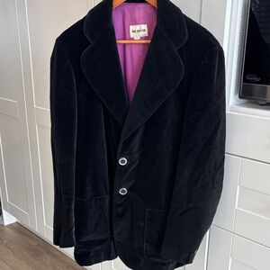 Black 100% Cotton Velvet Blazer with Purple Lining